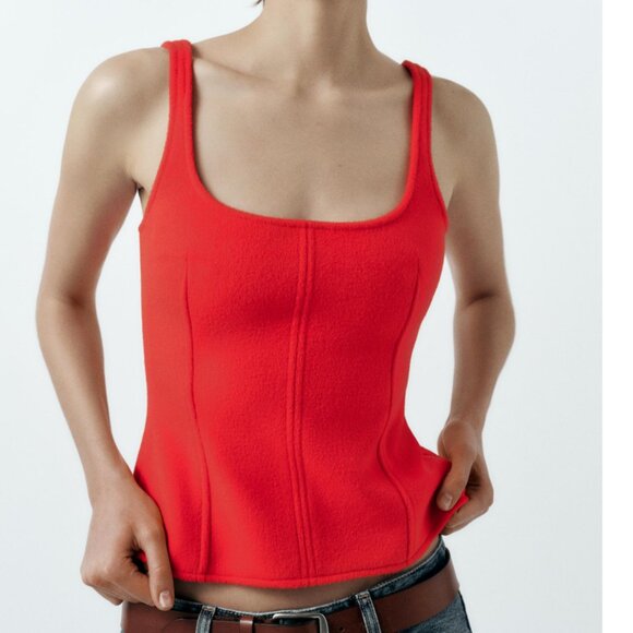 Zara red polyester corset - Picture 1 of 6